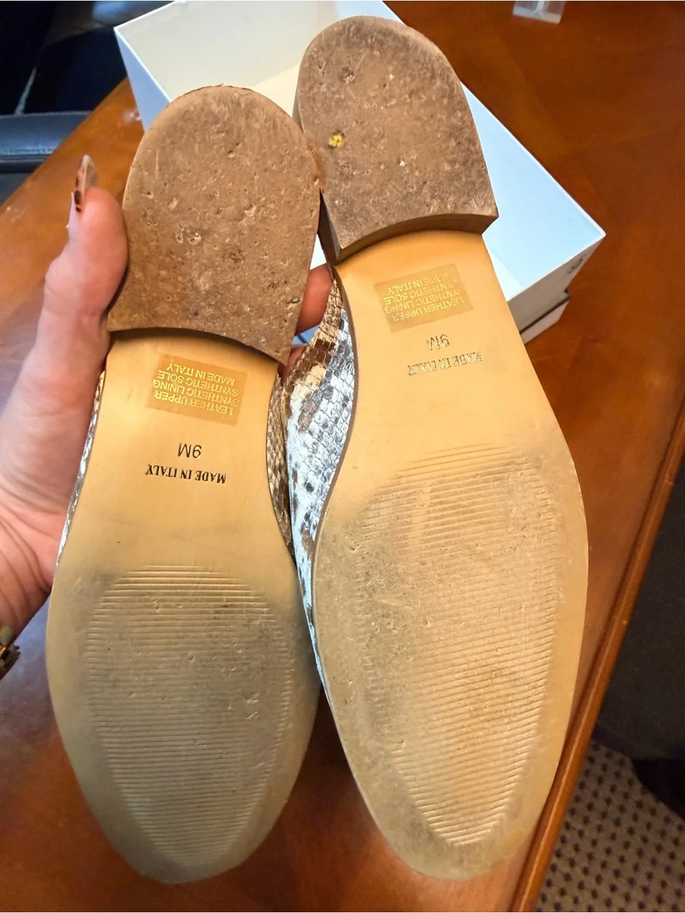 Coach Snake-Print Gold Bit Slip-On Mules in Beige and Taupe